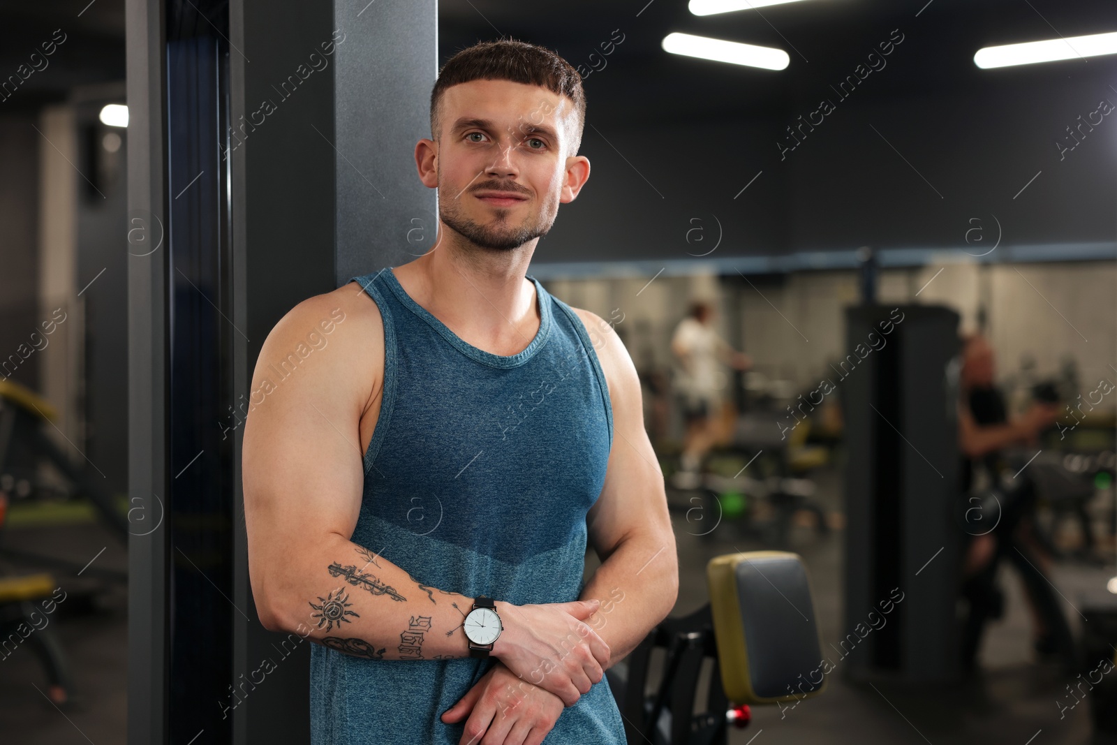 Portrait of professional personal trainer in gym Photo of Portrait of professional personal trainer in gym