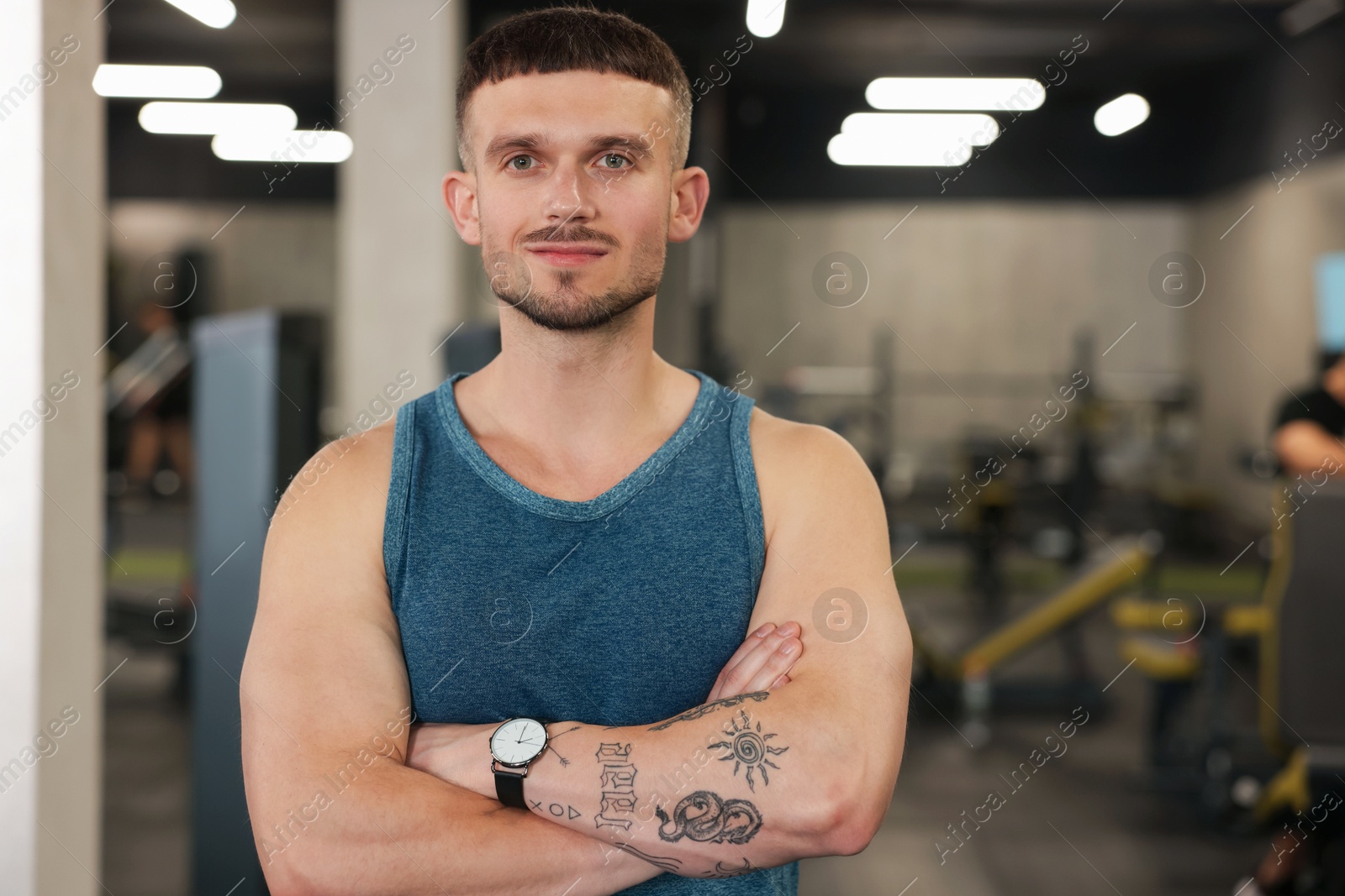 Portrait of professional personal trainer in gym Photo of Portrait of professional personal trainer in gym