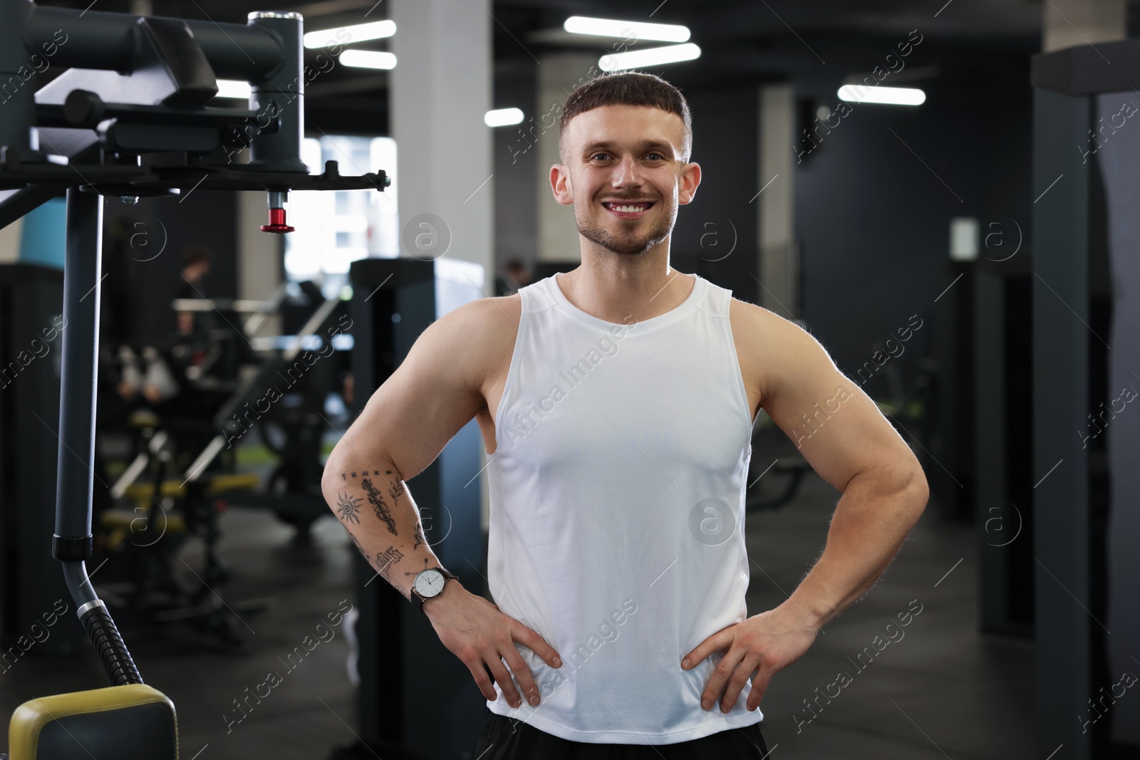 Portrait of professional personal trainer in gym Photo of Portrait of professional personal trainer in gym
