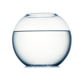 Photo of Glass aquarium with water isolated on white