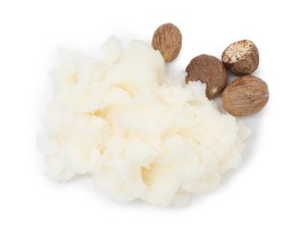 Photo of Natural shea butter isolated on white. Cosmetic product