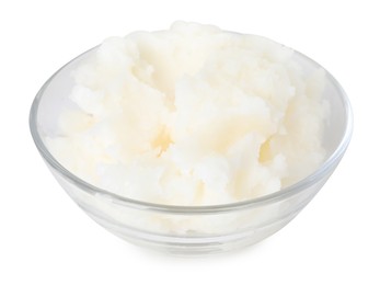 Photo of Shea butter in bowl isolated on white