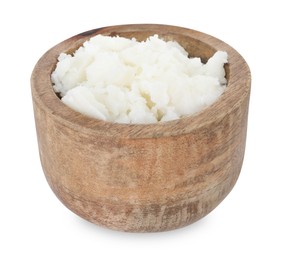 Photo of Shea butter in bowl isolated on white