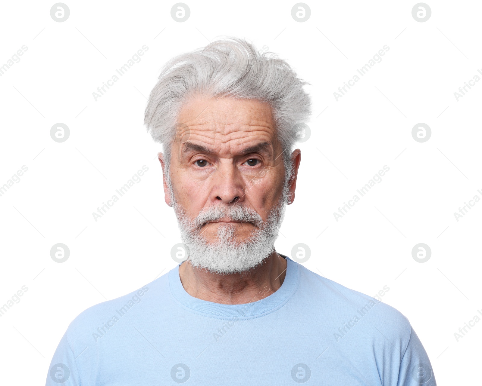 Photo of Portrait of senior man on white background