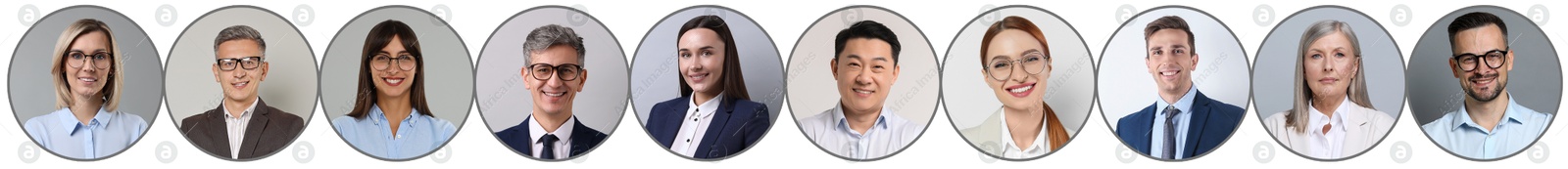 Many different business people, collage of portraits on white background Image of Many different business people, collage of portraits on white background