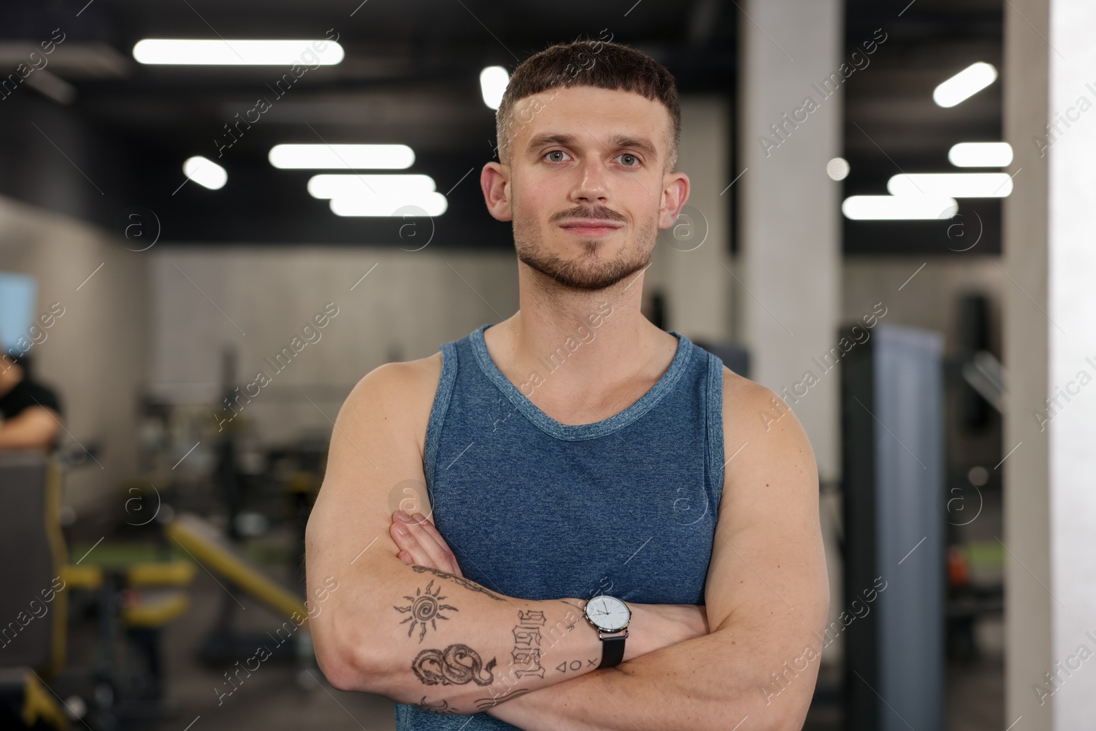 Portrait of professional personal trainer in gym Photo of Portrait of professional personal trainer in gym