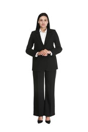 Photo of Confident business woman in suit on white background