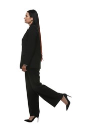 Photo of Confident business woman in suit on white background