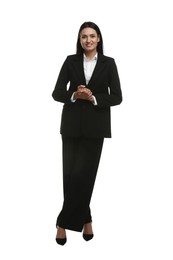 Photo of Confident business woman in suit on white background