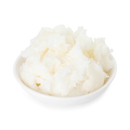 Photo of Shea butter in bowl isolated on white