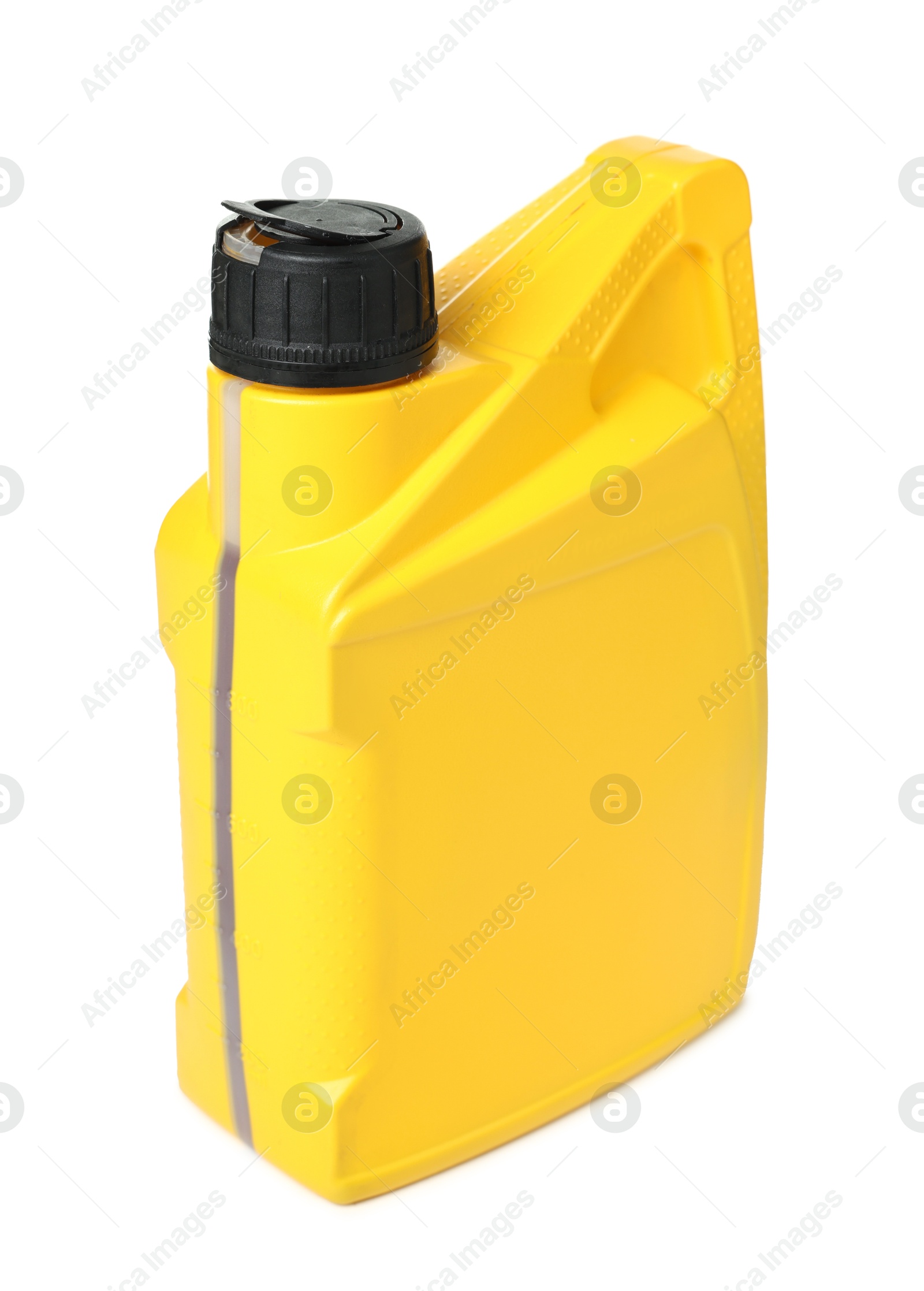 Motor oil in plastic canister isolated on white Photo of Motor oil in plastic canister isolated on white