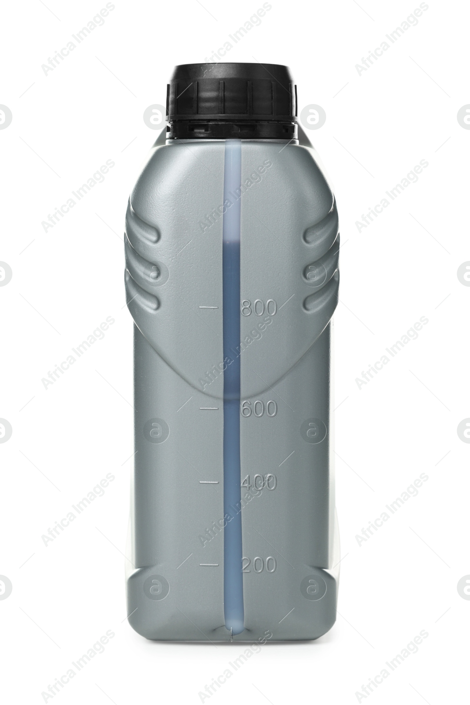 Motor oil in plastic canister isolated on white Photo of Motor oil in plastic canister isolated on white