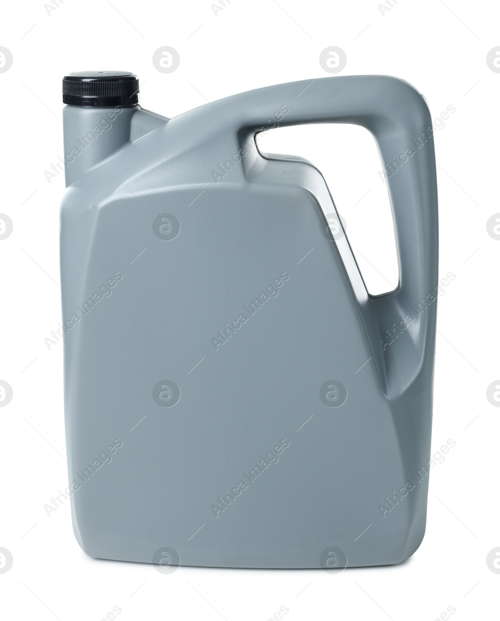 Photo of Motor oil in plastic canister isolated on white