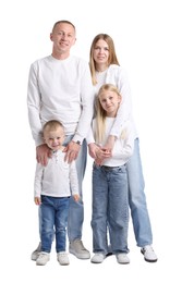Photo of Full length portrait of happy family on white background