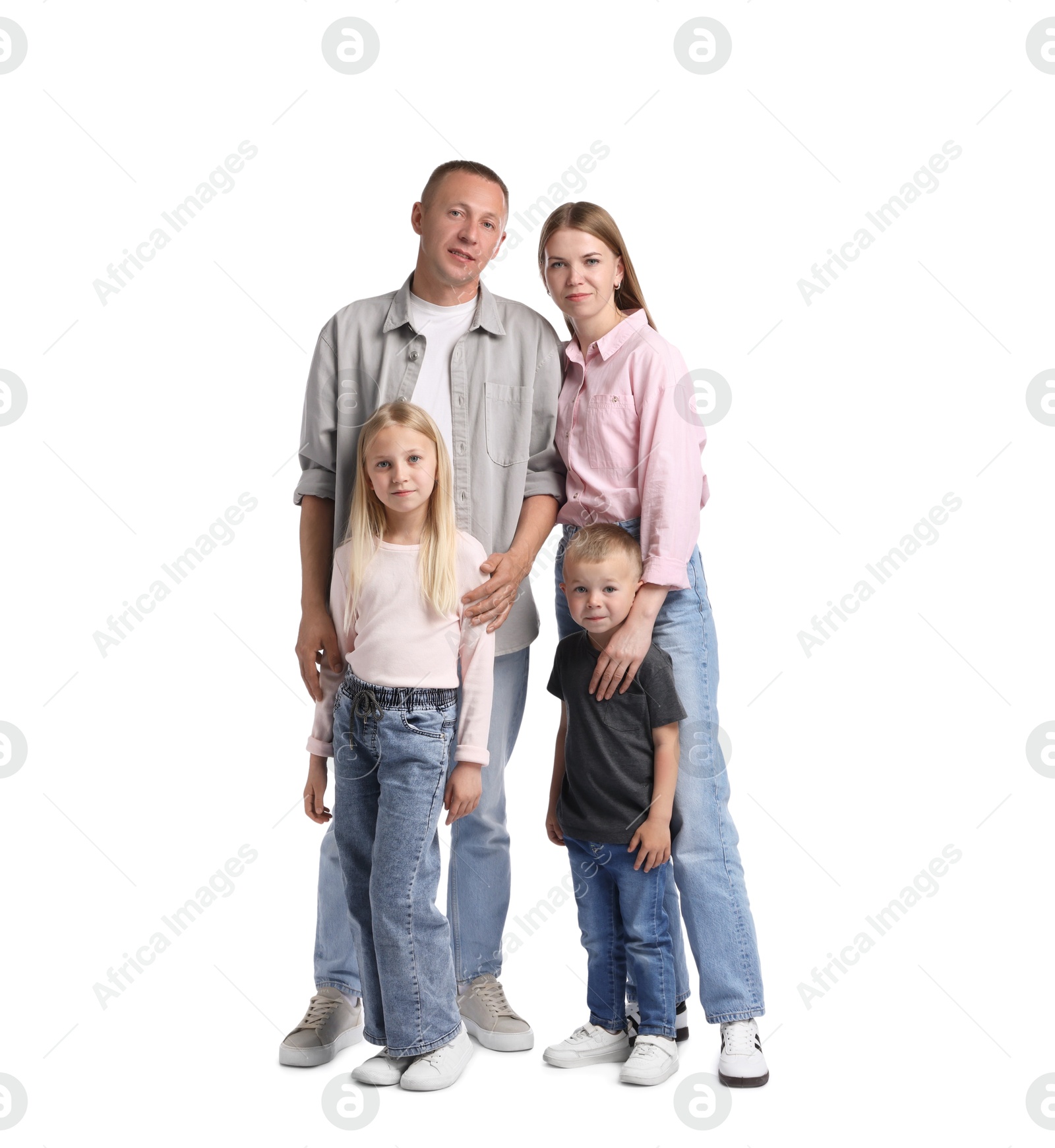 Full length portrait of family on white background Photo of Full length portrait of family on white background