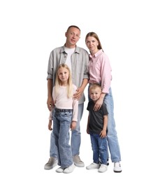Photo of Full length portrait of family on white background