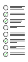 Illustration of Online test form with checkboxes and some ticks on white background