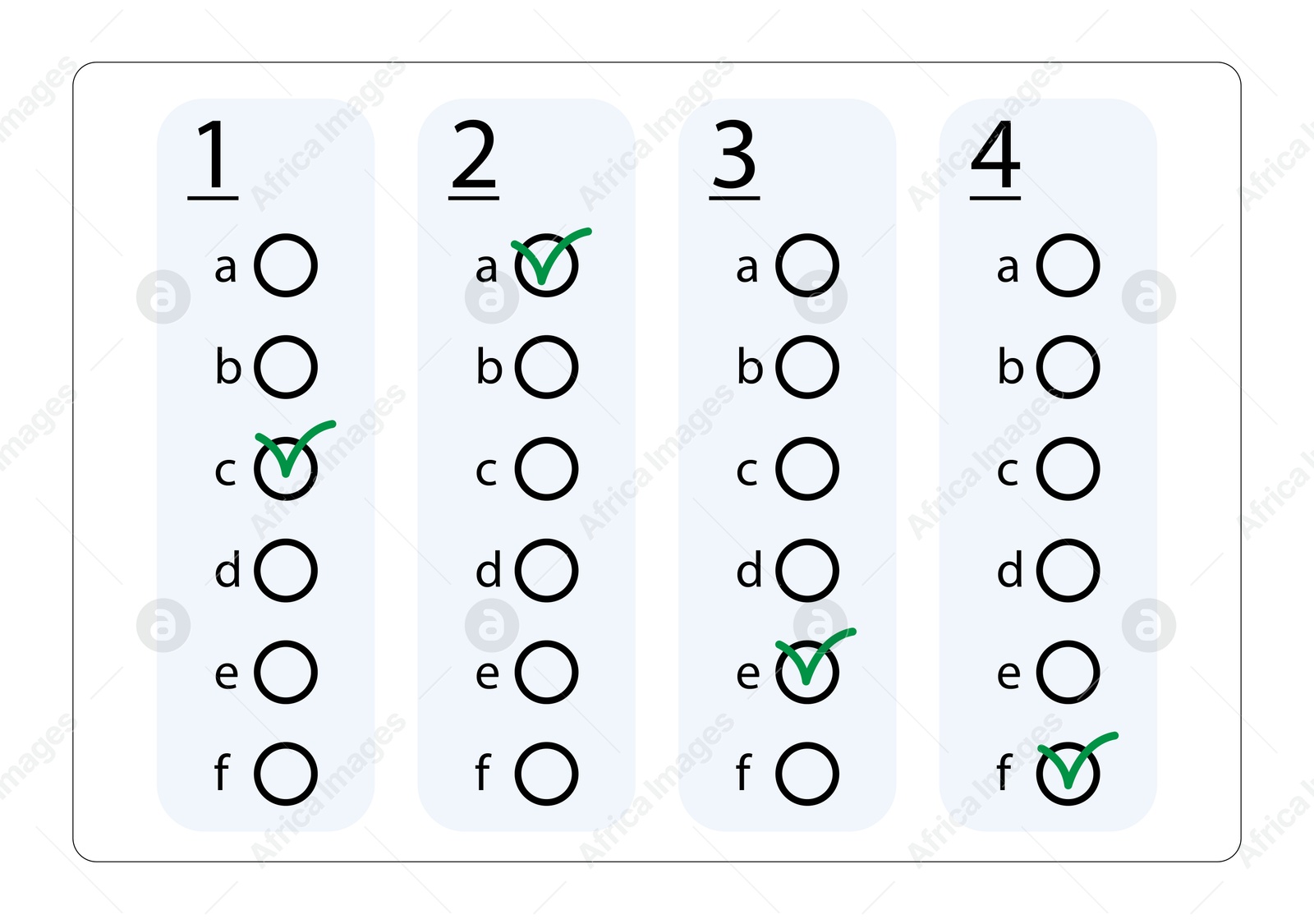 Online test form with checkboxes and some ticks on white background Illustration of Online test form with checkboxes and some ticks on white background