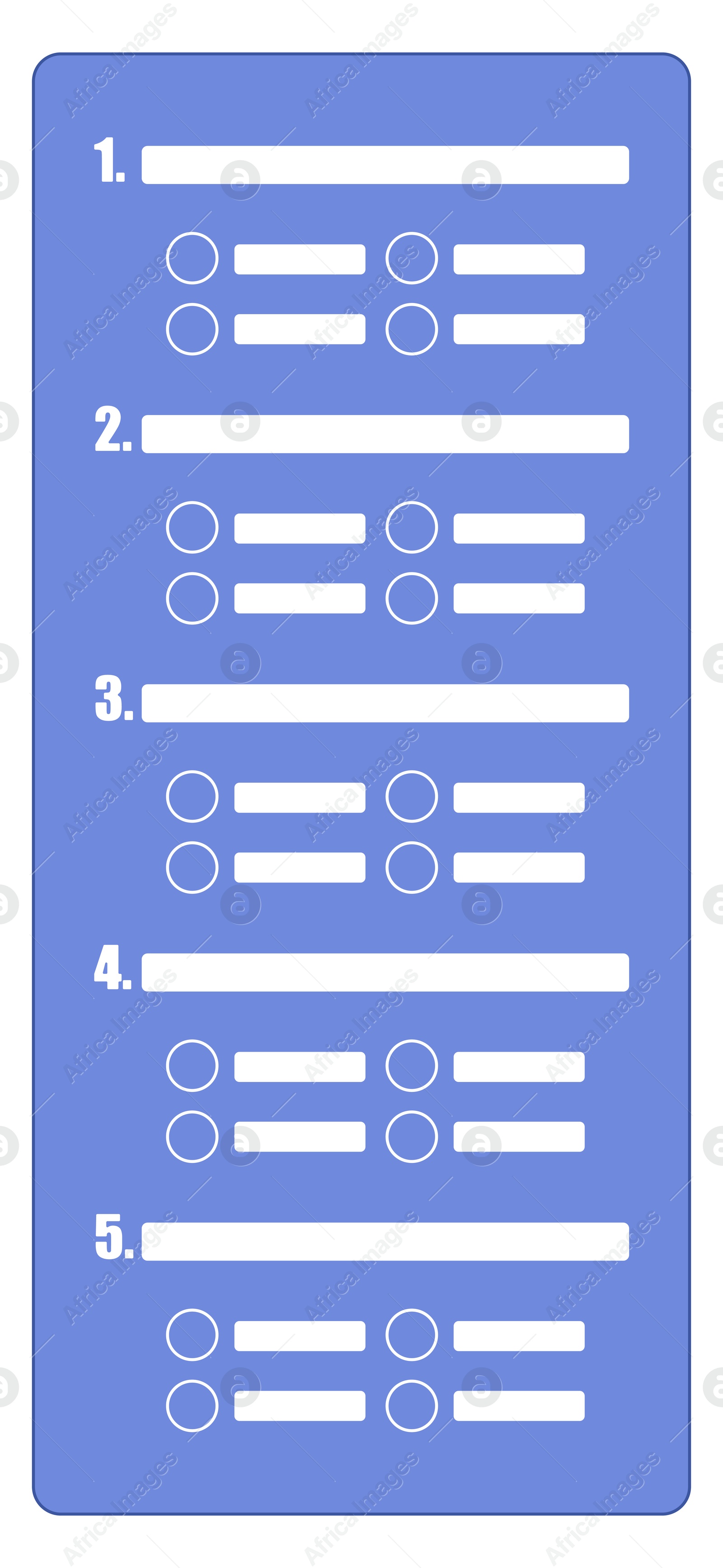 Online test form with questions and checkboxes on white background Illustration of Online test form with questions and checkboxes on white background