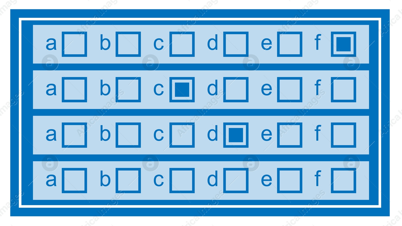 Online test form with checkboxes and some ticks on white background Illustration of Online test form with checkboxes and some ticks on white background