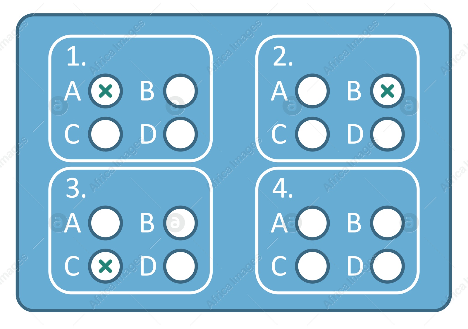 Online test form with checkboxes and some ticks on white background Illustration of Online test form with checkboxes and some ticks on white background