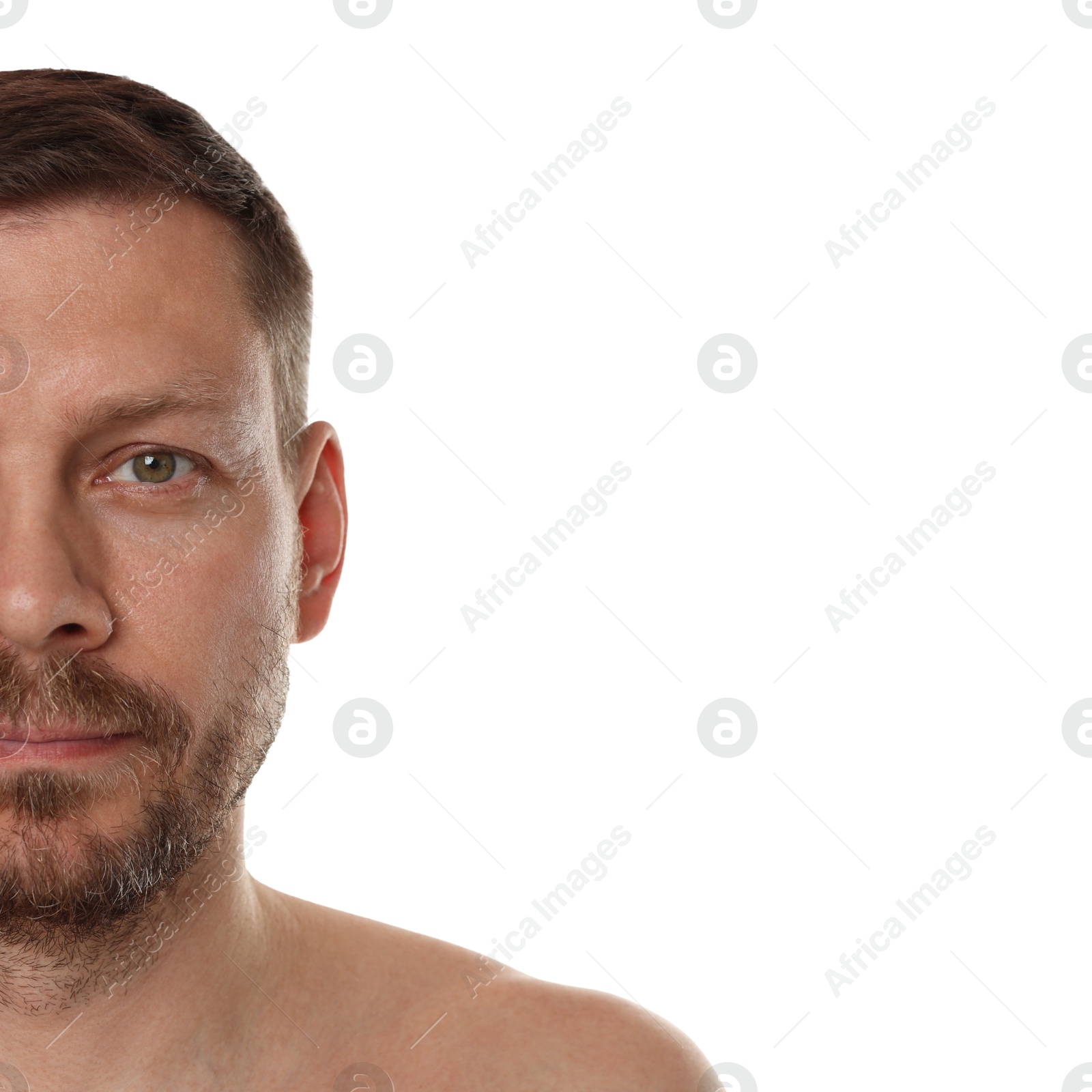 Handsome man with beard on white background Photo of Handsome man with beard on white background