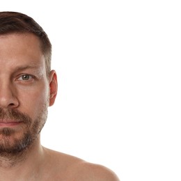 Photo of Handsome man with beard on white background