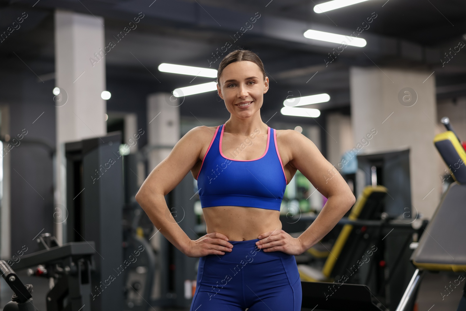 Portrait of professional personal trainer in gym Photo of Portrait of professional personal trainer in gym