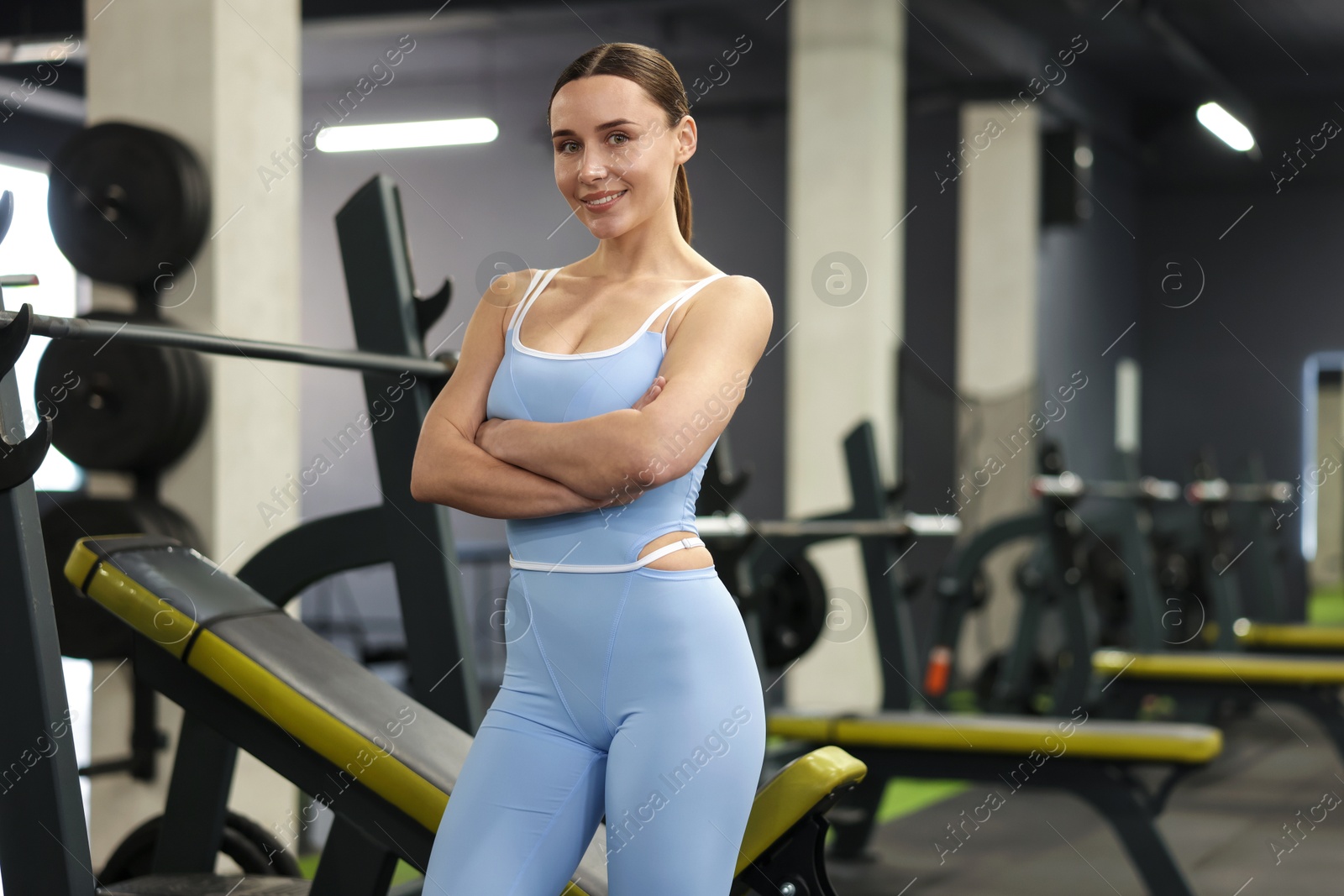 Portrait of professional personal trainer in gym Photo of Portrait of professional personal trainer in gym