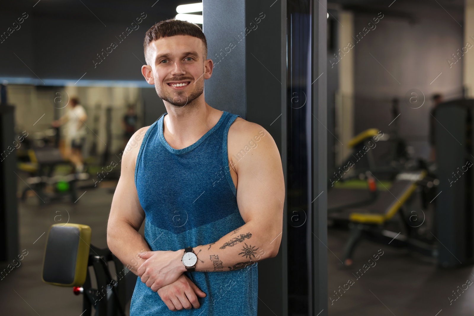 Portrait of professional personal trainer in gym Photo of Portrait of professional personal trainer in gym