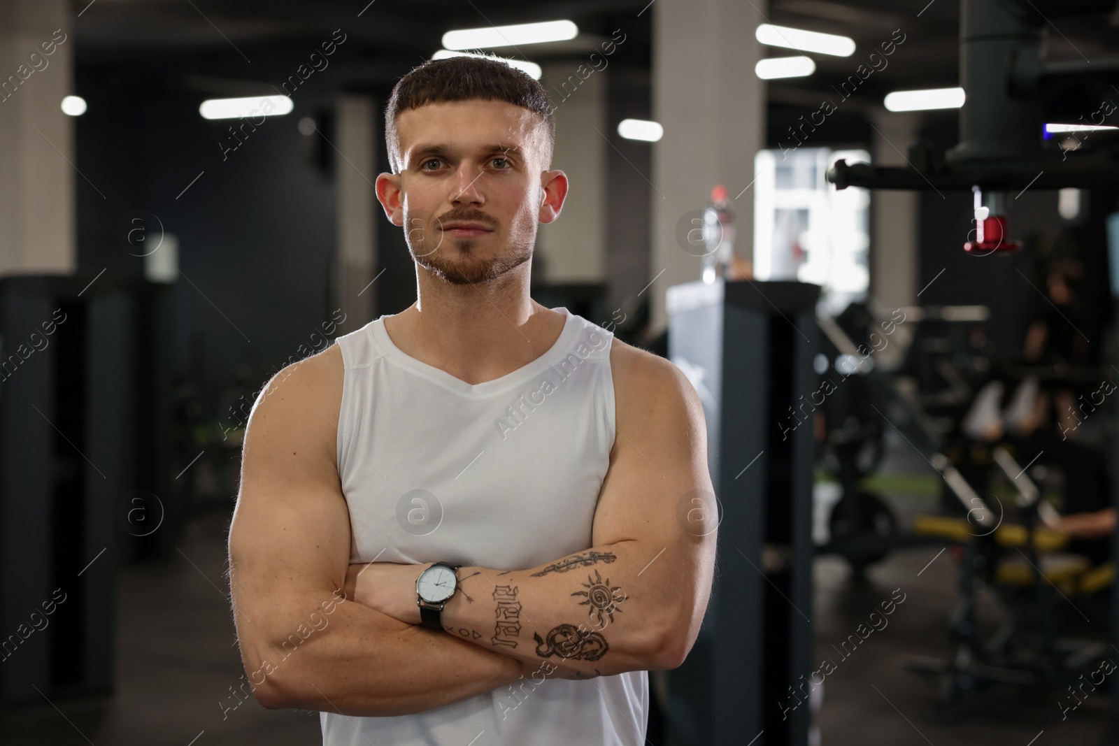 Portrait of professional personal trainer in gym Photo of Portrait of professional personal trainer in gym