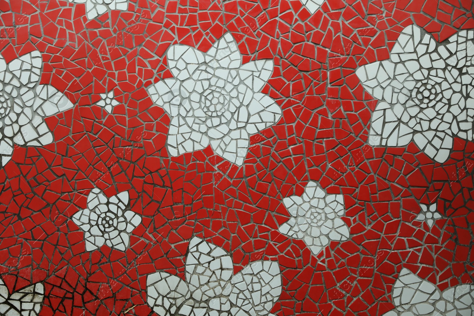 Beautiful floral design made with mosaic tiles, closeup Photo of Beautiful floral design made with mosaic tiles, closeup