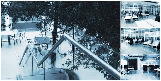 Image of CCTV system. Surveillance camera views from different locations, collage