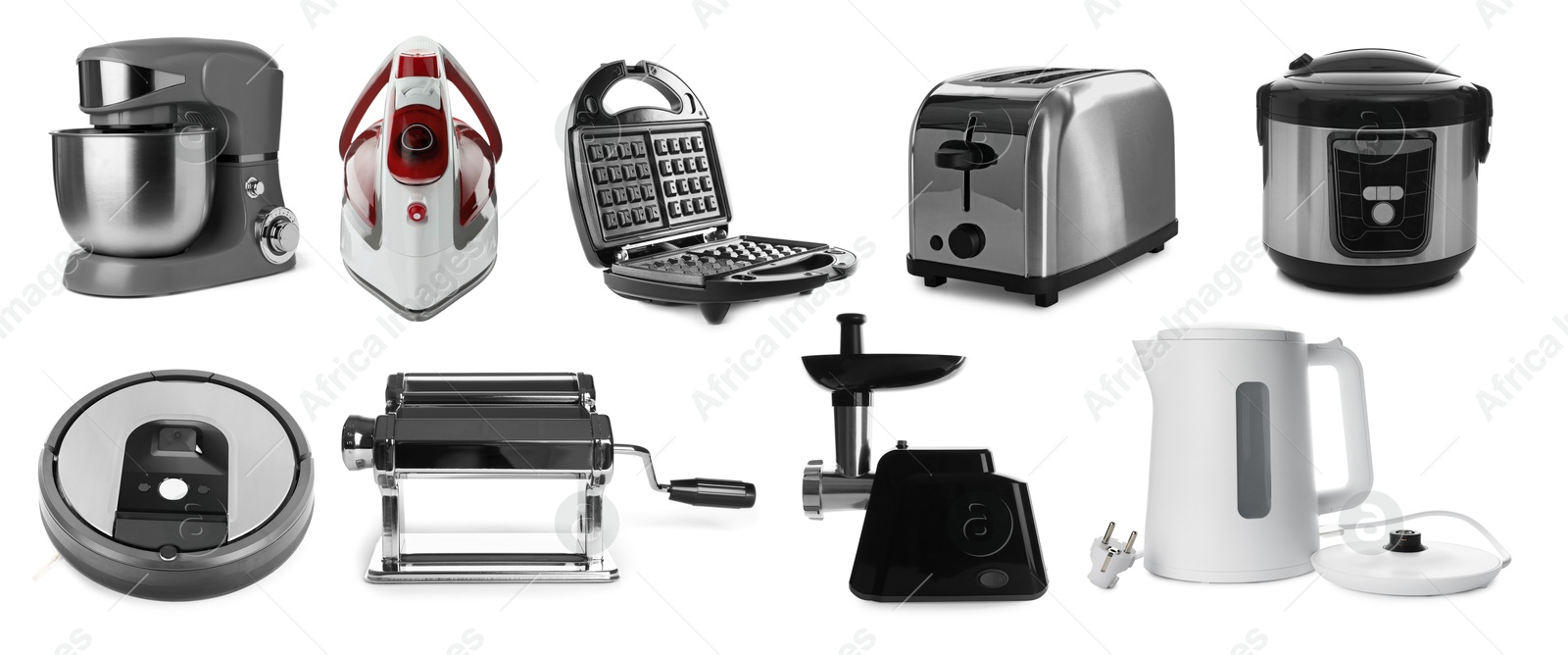 Stand mixer and other household appliances isolated on white, set Image of Stand mixer and other household appliances isolated on white, set