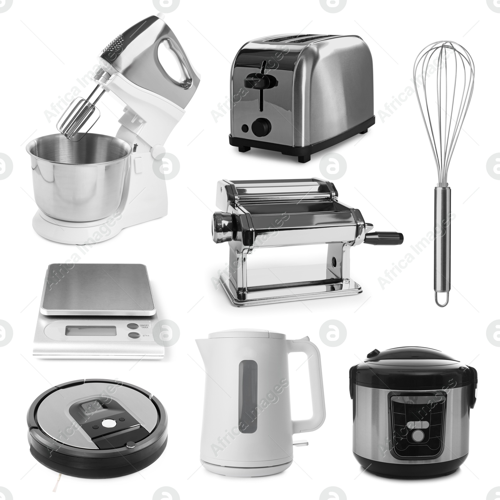Stand mixer and other household appliances isolated on white, set Image of Stand mixer and other household appliances isolated on white, set