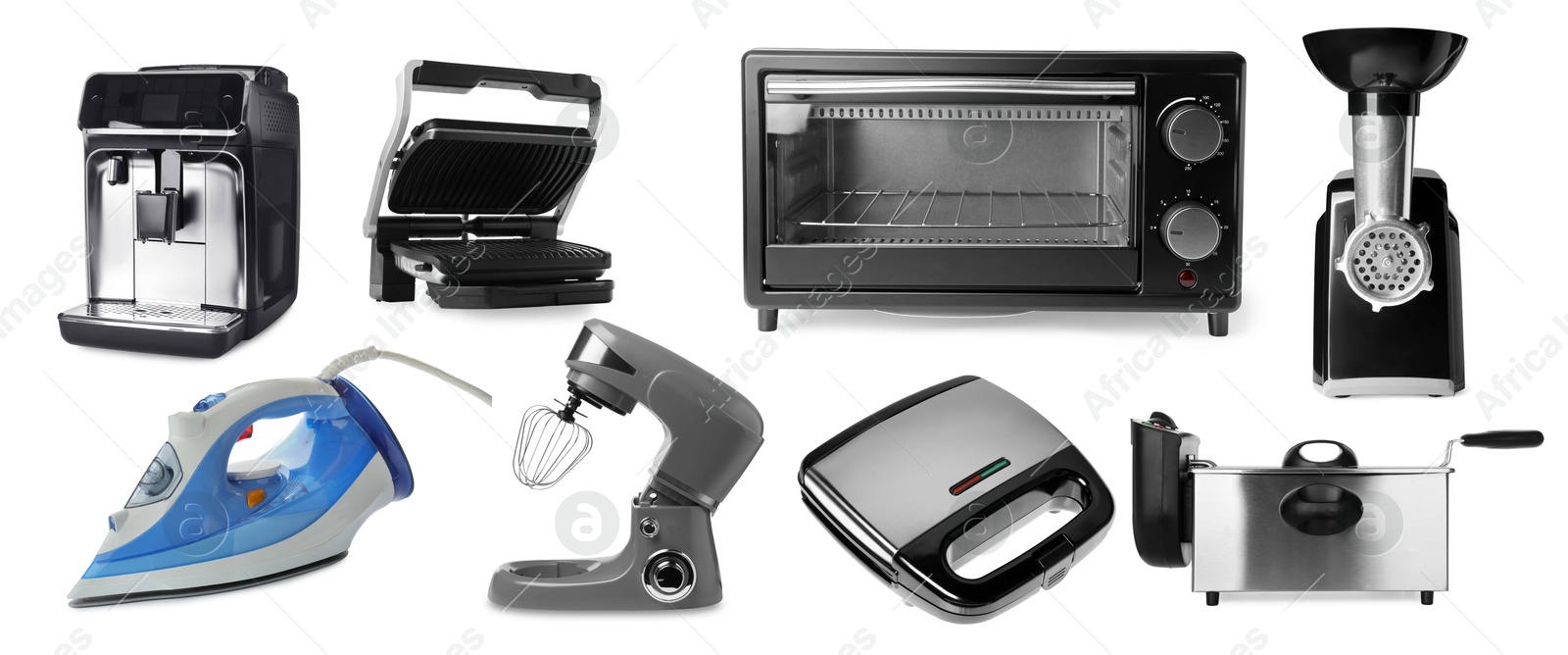 Stand mixer and other household appliances isolated on white, set Image of Stand mixer and other household appliances isolated on white, set