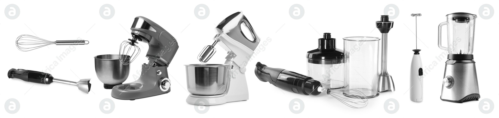 Stand mixers and other household appliances isolated on white, set Image of Stand mixers and other household appliances isolated on white, set