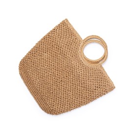 Photo of Stylish brown beach bag isolated on white, top view