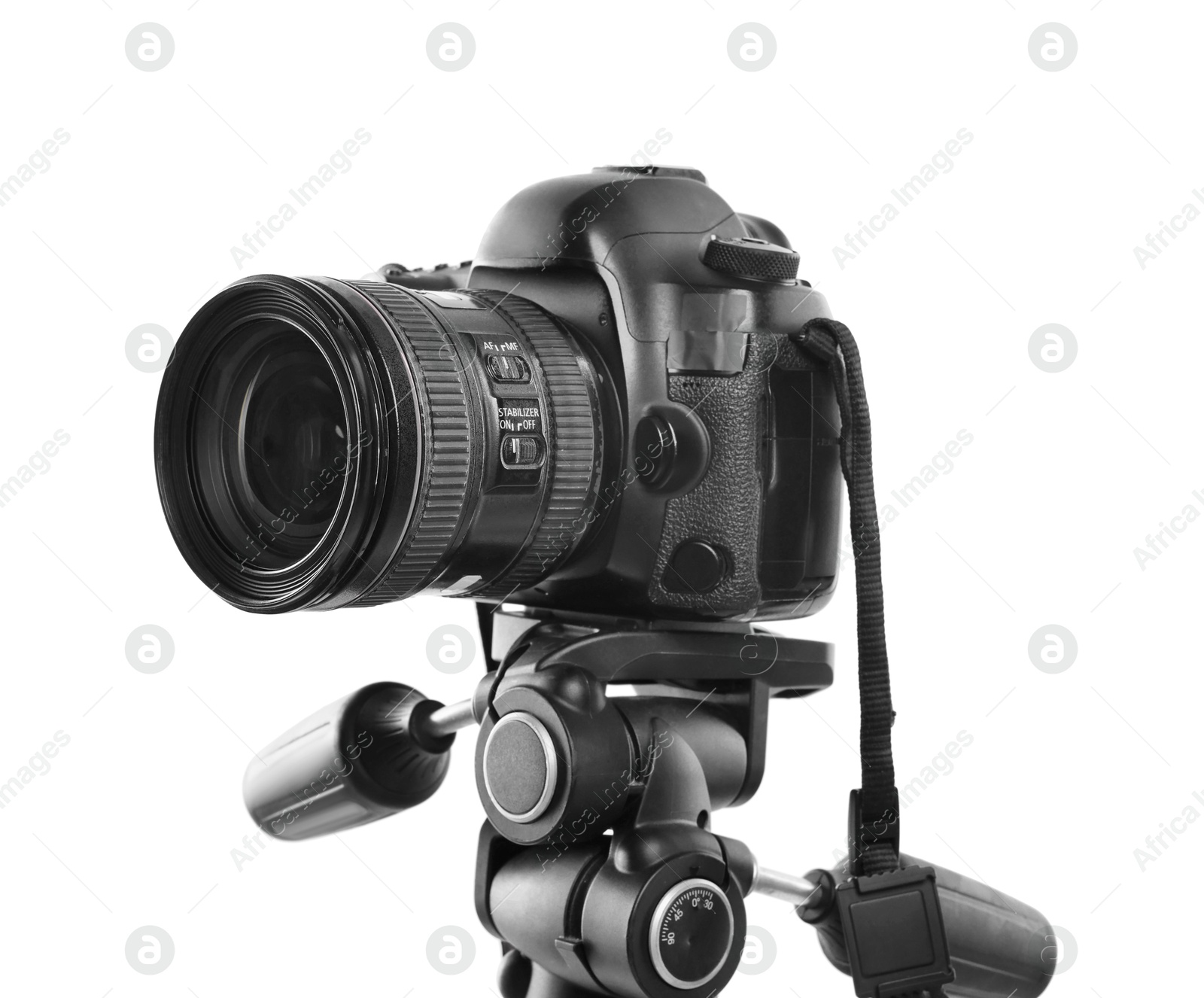 Modern professional video camera isolated on white Photo of Modern professional video camera isolated on white