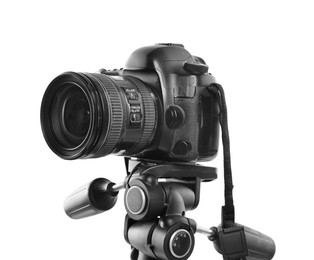 Photo of Modern professional video camera isolated on white