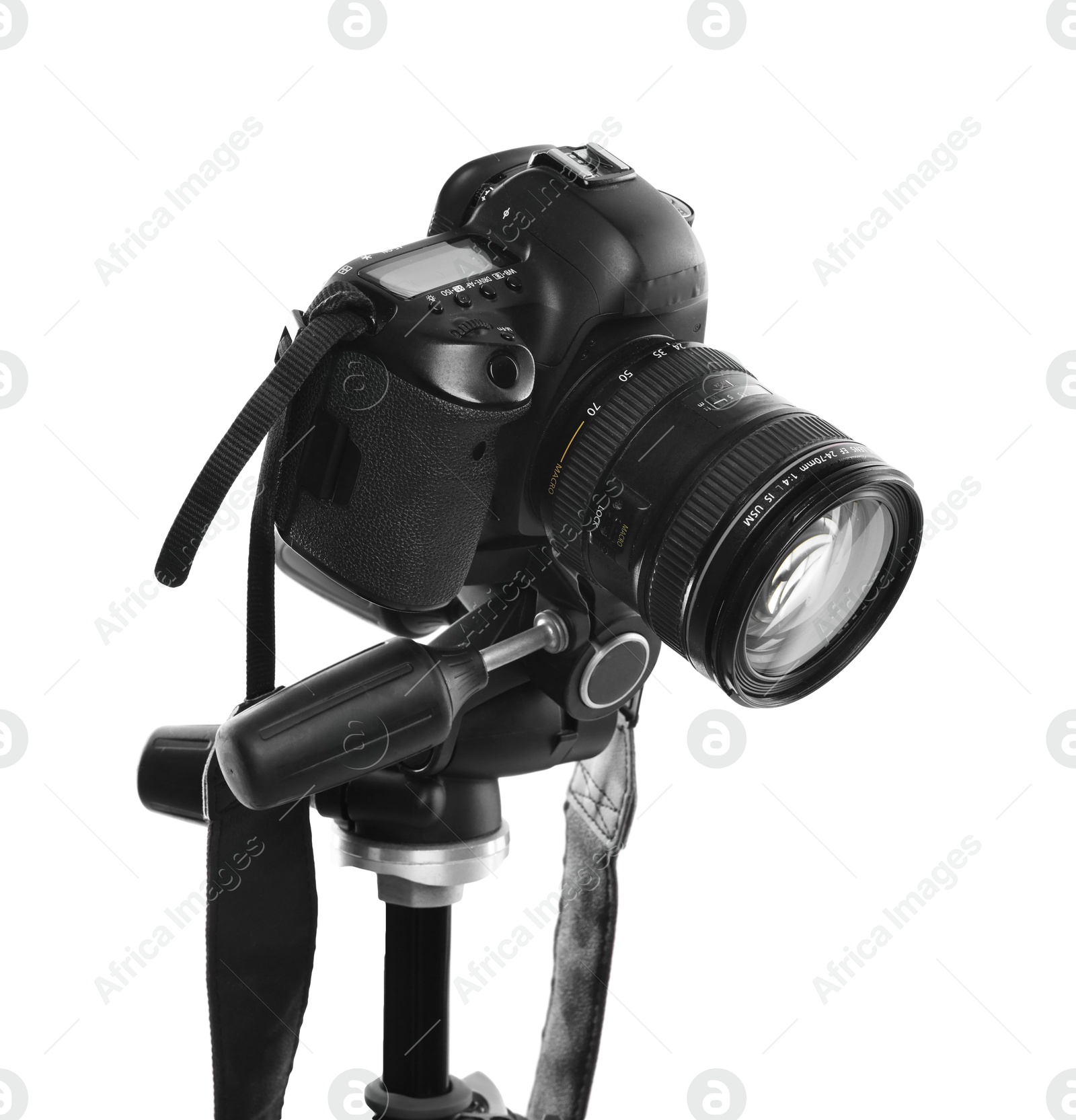 Photo of Modern professional video camera isolated on white