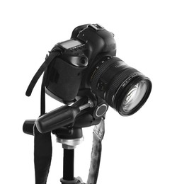 Photo of Modern professional video camera isolated on white