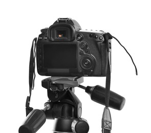 Photo of Modern professional video camera isolated on white