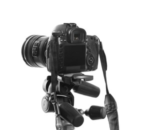 Photo of Modern professional video camera isolated on white