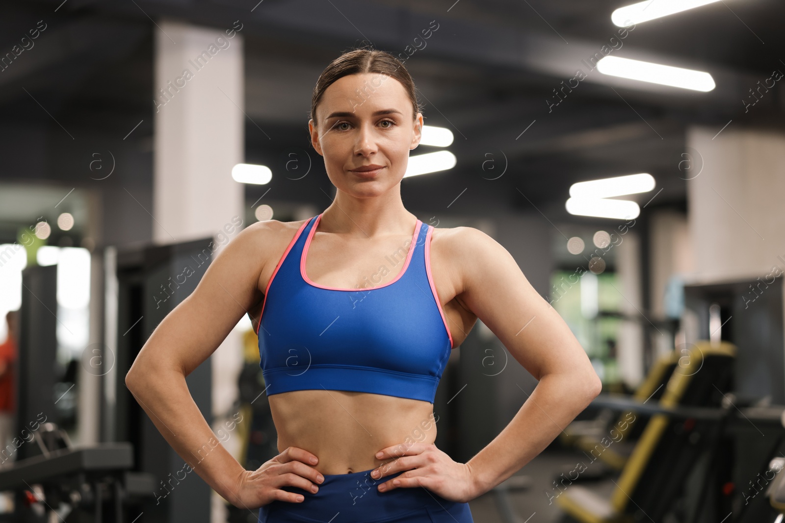 Portrait of professional personal trainer in gym Photo of Portrait of professional personal trainer in gym