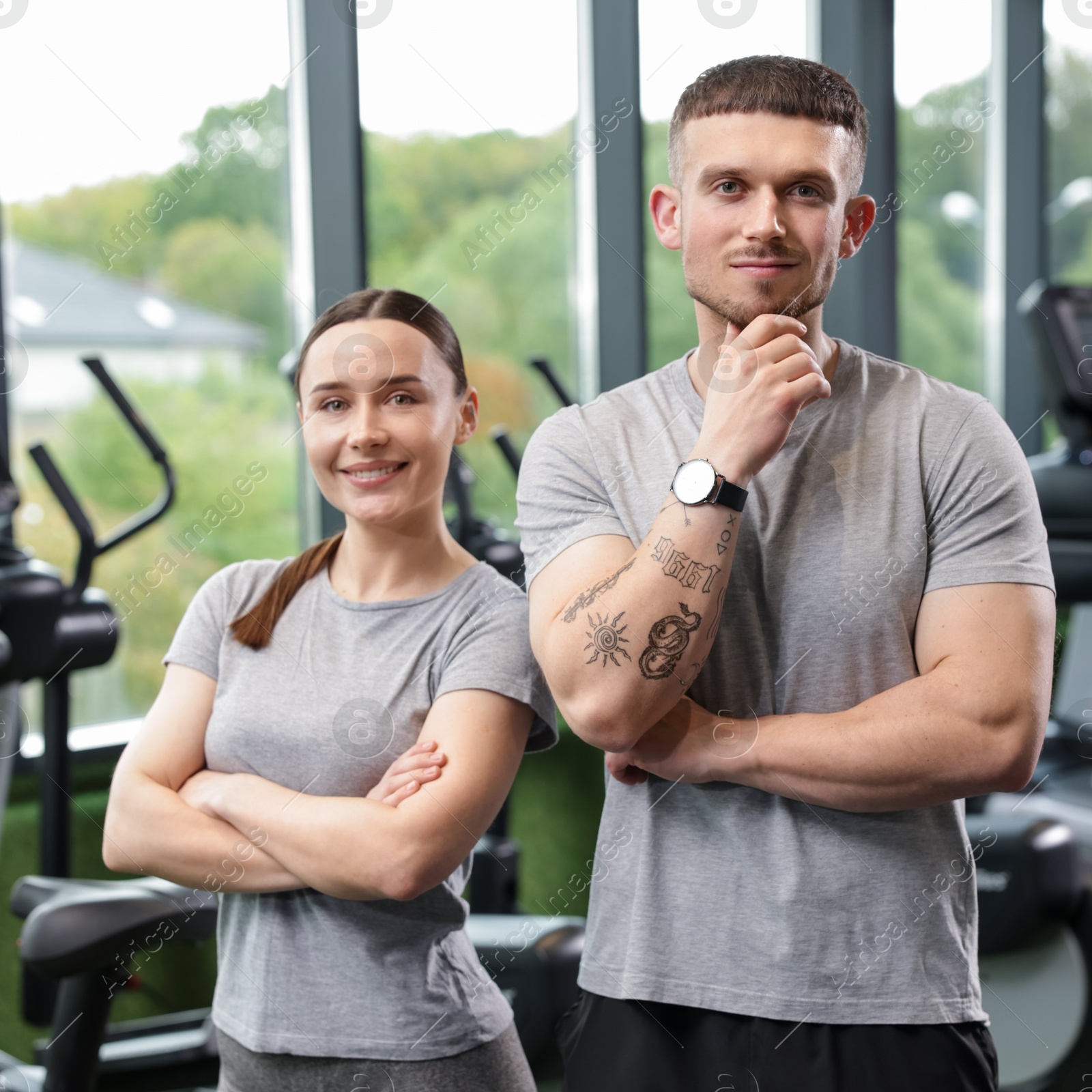 Portrait of personal trainers in sport center Photo of Portrait of personal trainers in sport center
