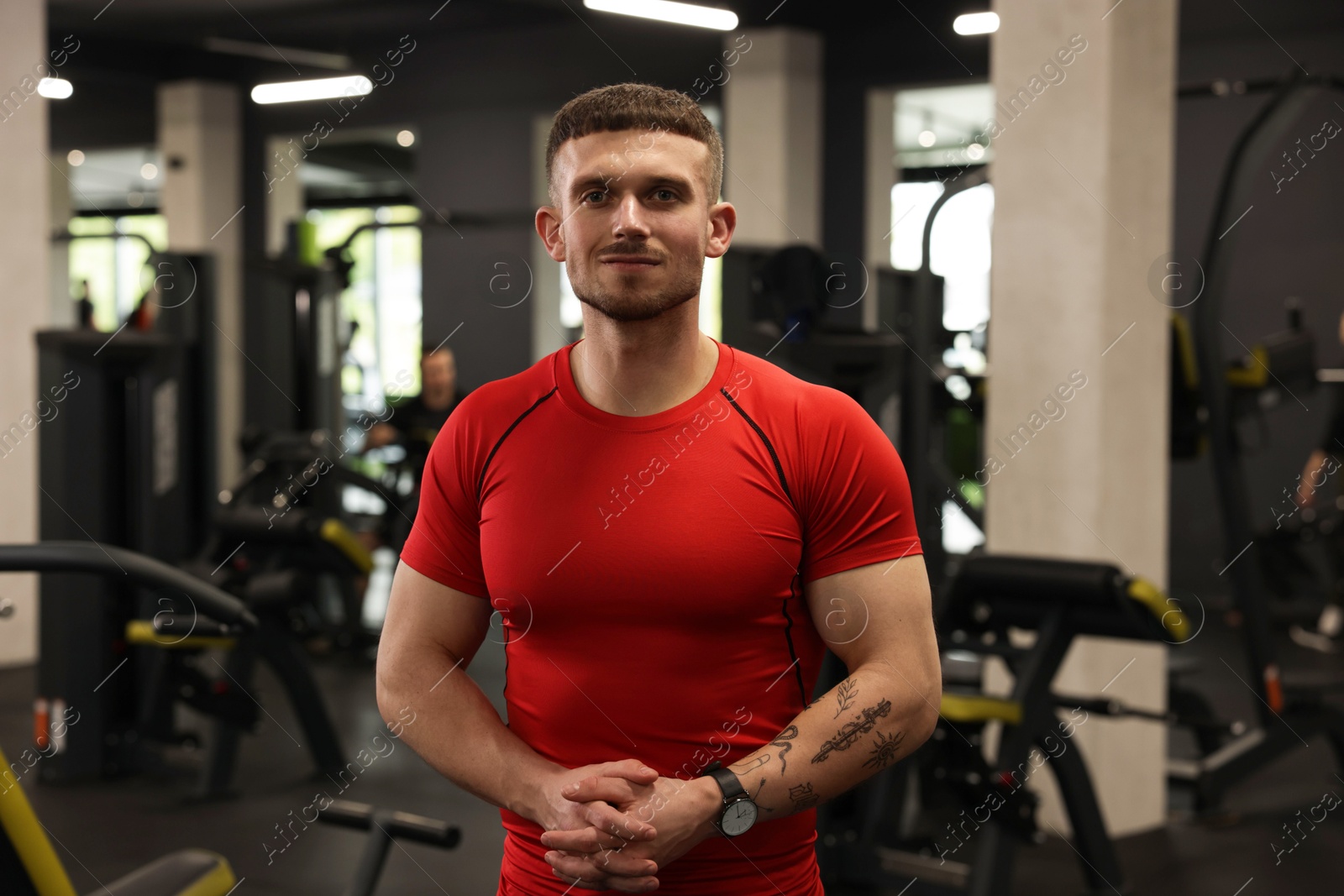 Portrait of professional personal trainer in gym Photo of Portrait of professional personal trainer in gym