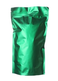 Photo of One zipper stand-up pouch isolated on white. Mockup for design