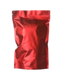 Photo of One zipper stand-up pouch isolated on white. Mockup for design