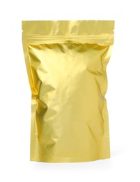 Photo of One zipper stand-up pouch isolated on white. Mockup for design